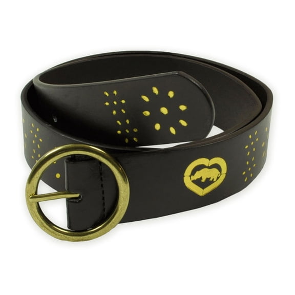 Ecko Unltd. Womens Wide Graphic Rhino Heart Belt, Brown, Medium
