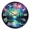 thumbnail image 2 of Designart "Dancing Lights of the Aurora Borealis IX" Aurora Borealis Oversized Wall Clock, 2 of 5