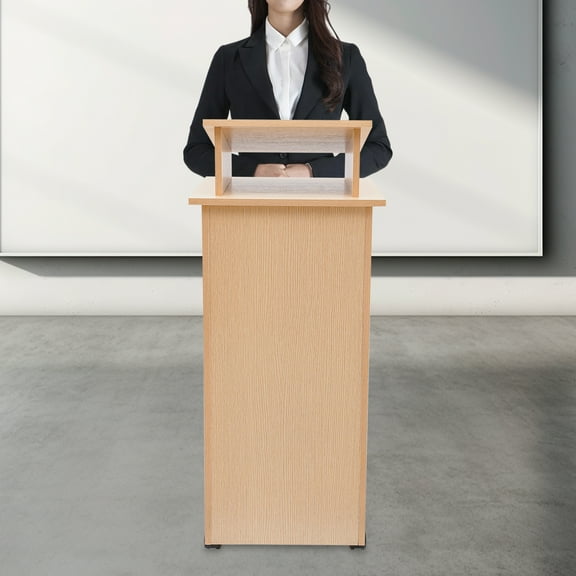TOOL1SHOoo Rolling Wood Podium with 4 Wheels,,44*18*18in,Movable Desk for Classroom Church oak