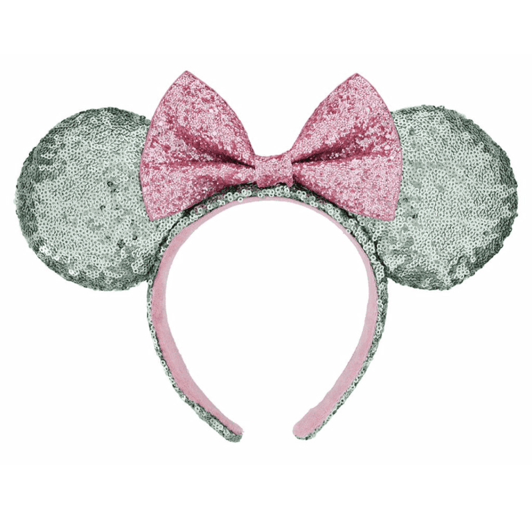 Disney Park Pink Sequin Mickey Minnie Mouse Ears Headband with Bow Oh my gosh girls, check out these super cute Disney  main image 4