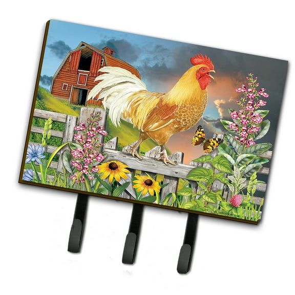 Yellow Rooster Greeting the Day Leash or Key Holder