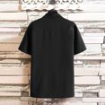 thumbnail image 5 of XDZJLR Chemises pour Hommes Unies Manches Courtes Col Montant Bouton Mode Décontractée Loisirs Tops Doux, 5 of 5