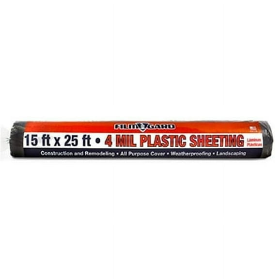 Berry Plastics 1141017 4 Mil Black Plastic Sheeting- 15 x 25 ft