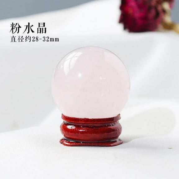 Namzi 1 piece pink natural crystal original stone ball with base, planetary science popularization mineral logo ornament Seven Star Gust Water Ball