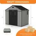 thumbnail image 2 of Domi 8x6 Ft Resin Outdoor Storage Shed with Floor, Weatherproof Plastic Garden Shed for Tools, Bikes, Lawn Mower, Patio & Backyard, 2 of 7