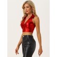 thumbnail image 4 of Corpiño de Color Brillante Metálico para Mujer con Cuello Halter Ajustador sin Mangas con Espalda Descubierta rojo L, 4 of 6