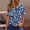 Navy, variant on Hawaiian Shirts for Women V-Neck Button Collar Short Sleeve Shirts Fashion Beach Floral Summer Tops Casual Pullover Blouse