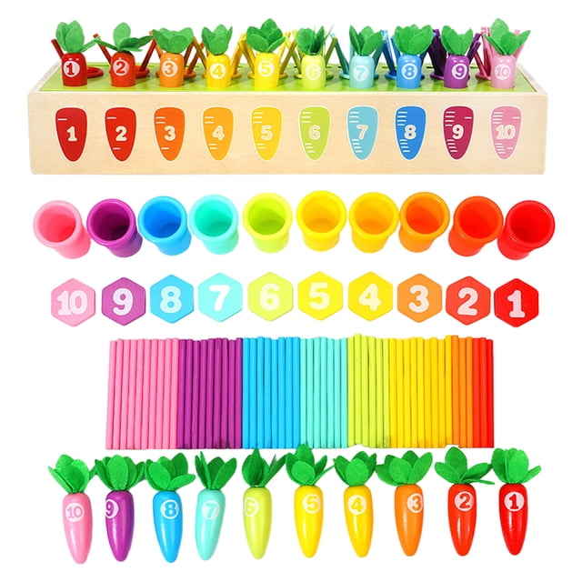Wooden Numbers Sorting toys for Kids Educational and Fun Carrots Color Matching Toy Set Promotes Learning