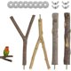 thumbnail image 1 of Juego de 4 perchas para pájaros, perchas tipo jaula, juguetes de madera para pájaros, juguetes para periquitos, accesorios, 2 formas, con 8 arandelas y 4 tuercas de mariposa, para loros y pájaros, 1 of 5