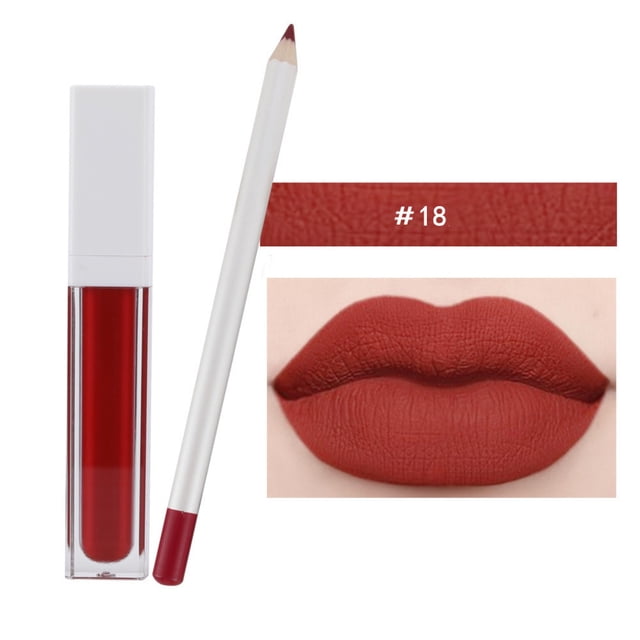 XWSHYW Delineadores de Labios Brillo de Labios de 21 Colores Brillo de Labios Juego de Brillo de Labios En Lápiz El Esmalte de Labios No Se Desvanece, No Se Pega a La Taza Mate 2 Juegos (1 Lápiz de L