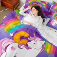 thumbnail image 4 of Erosebridal Dreamy Unicorn Bedding Twin Size, Initial Letter G Bed Set, Rainbow Reversible Bed in a Bag Twin size, Super Cozy Bedroom Decoration, 7 Pieces, 4 of 7