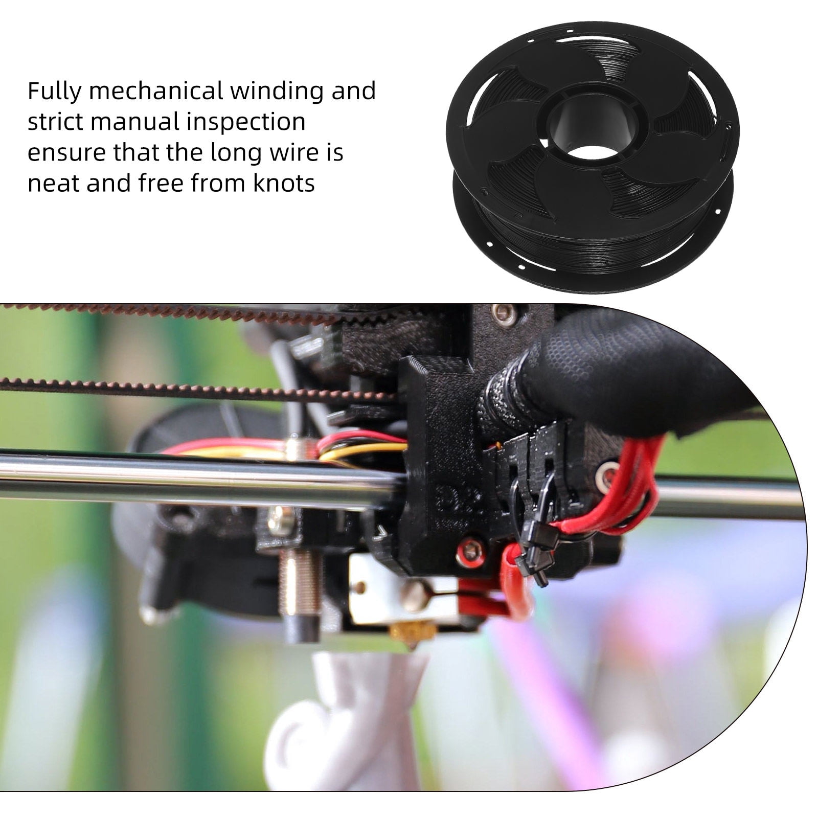 OUNONA Black PETG 3D Printer Filament Spool with Smooth Feeding and High Rigidity for Model Printing Accessories