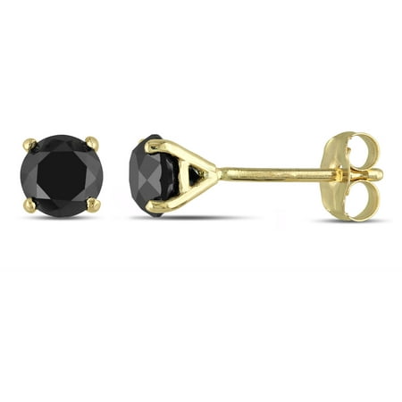 1 Carat T.W. Black Diamond Solitaire 10kt Yellow Gold Martini Stud Earrings