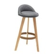 thumbnail image 2 of Taburete de bar Gloria alto con estructura de Madera y respaldo bajo Lino gris, 2 of 9