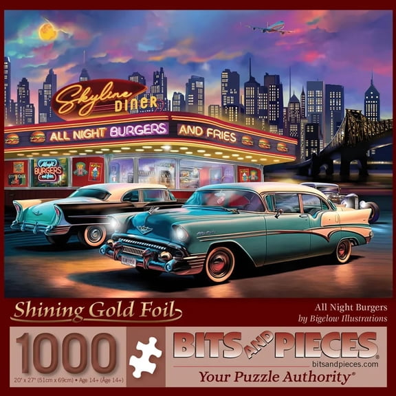 Bits and Pieces Gold Foil All Night Burgers 1000 Piece Jigsaw Puzzle 20 x 27in