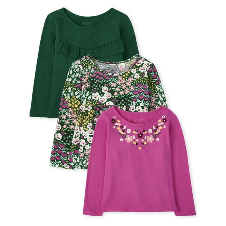 The Children's Place Toddler Girl Long Sleeve 3Pk Set, Sizes 12M-5T