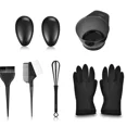 thumbnail image 2 of Gixusil 6Pcs Hair Dye Coloring Kit, Hair Tinting Bowl, Dye Brush, Ear Cover, Gloves for Hair Tint Dying Coloring Applicator,Black, 2 of 6