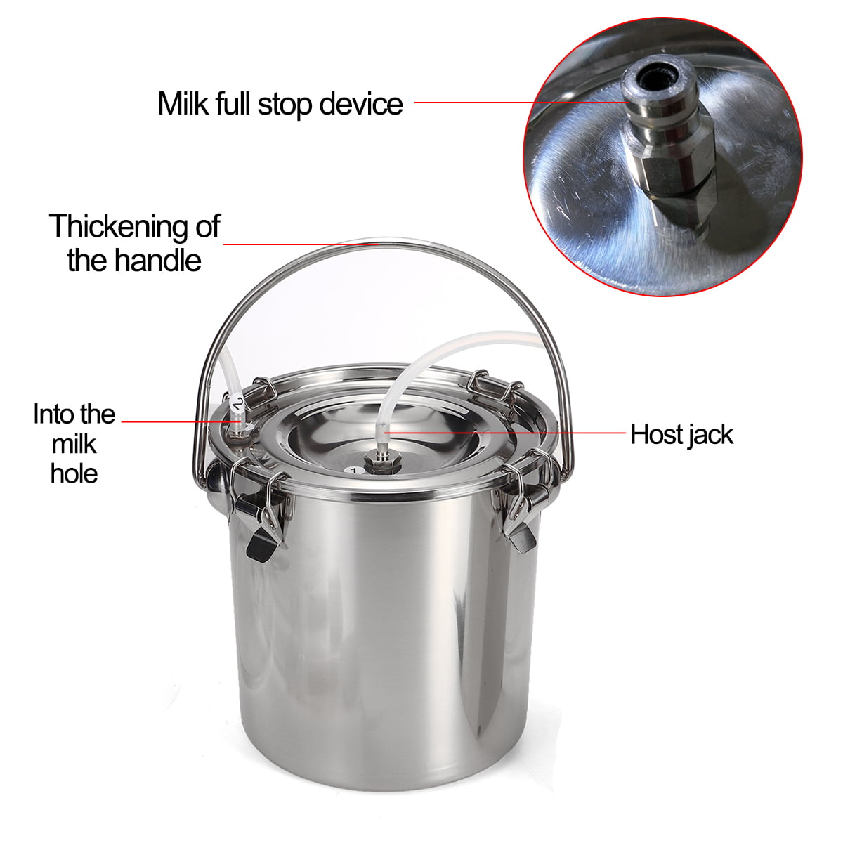 5L Electric Milking Machine Vacuum Pump Cow Goat Milker 2 Heads Adjustable  @UK1 