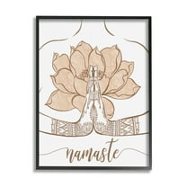 Namaste Henna Pattern Lotus Religious Graphic Art Black Framed Art Print Wall Art