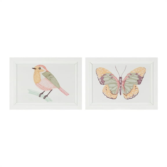 Melrose Framed Bird and Butterfly Wall Plaques - 11.5" - Set of 2