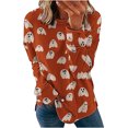 thumbnail image 2 of Qiopertar Mode Femmes Décontracté Imprimé Col Rond Manches Longues Blouse T-Shirt Pull Tops Offres de la Semaine Liquidation à Moins de 5$ jusqu'à 90 % de Réduction, 2 of 5