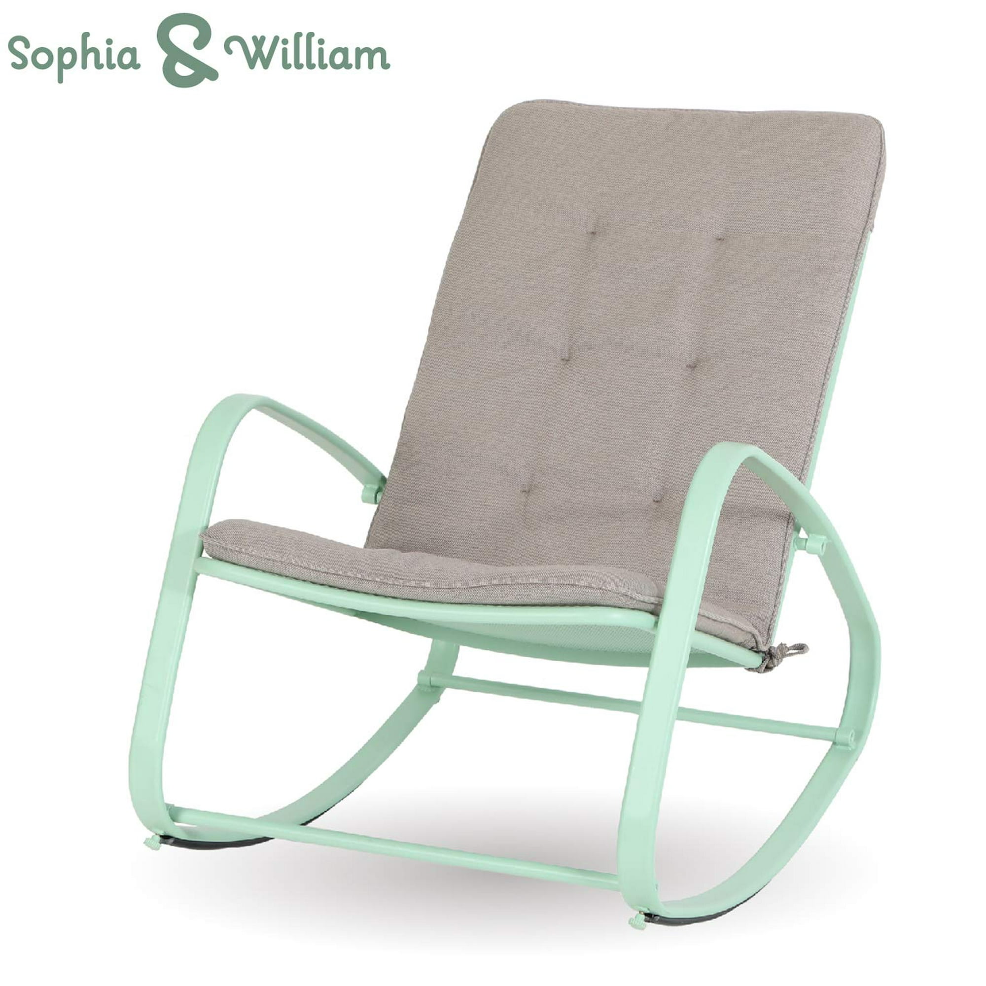 mf studio outdoor patio rocking chair padded steel rocker chairs support  300lbs green  walmart