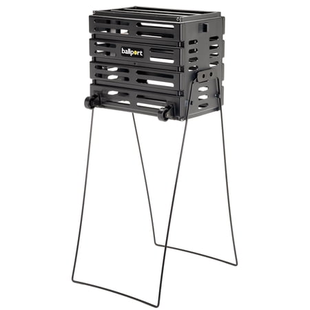 Tourna Ballport Deluxe Tennis Ball Hopper Pickup with Wheels, Black