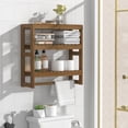 thumbnail image 6 of Bambloom Over The Toilet Storage Bathroom Shelves,Wall Mounted 3 Tier Space Saver Corner Shelf Organizer,Bamboo Towel Rack Toilet Paper Cabinet with Hanging Rod,Walnut, 6 of 7