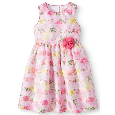 Floral Shadow Stripe Easter Dress (Little Girls & Big Girls)