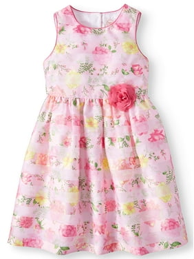 Floral Shadow Stripe Easter Dress (Little Girls & Big Girls)