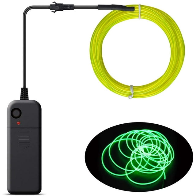 Wire Neon Light Cord EL Cable Neon Wire For Halloween Christmas Parties And Party Lighting (Green, 3m)