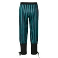 thumbnail image 5 of Honeeladyy Mens Striped Print Pants Banded Cuff Renaissance Pants Medieval Viking Pants with Drawstrings Christmas Gifts for Son Green XXL, 5 of 8