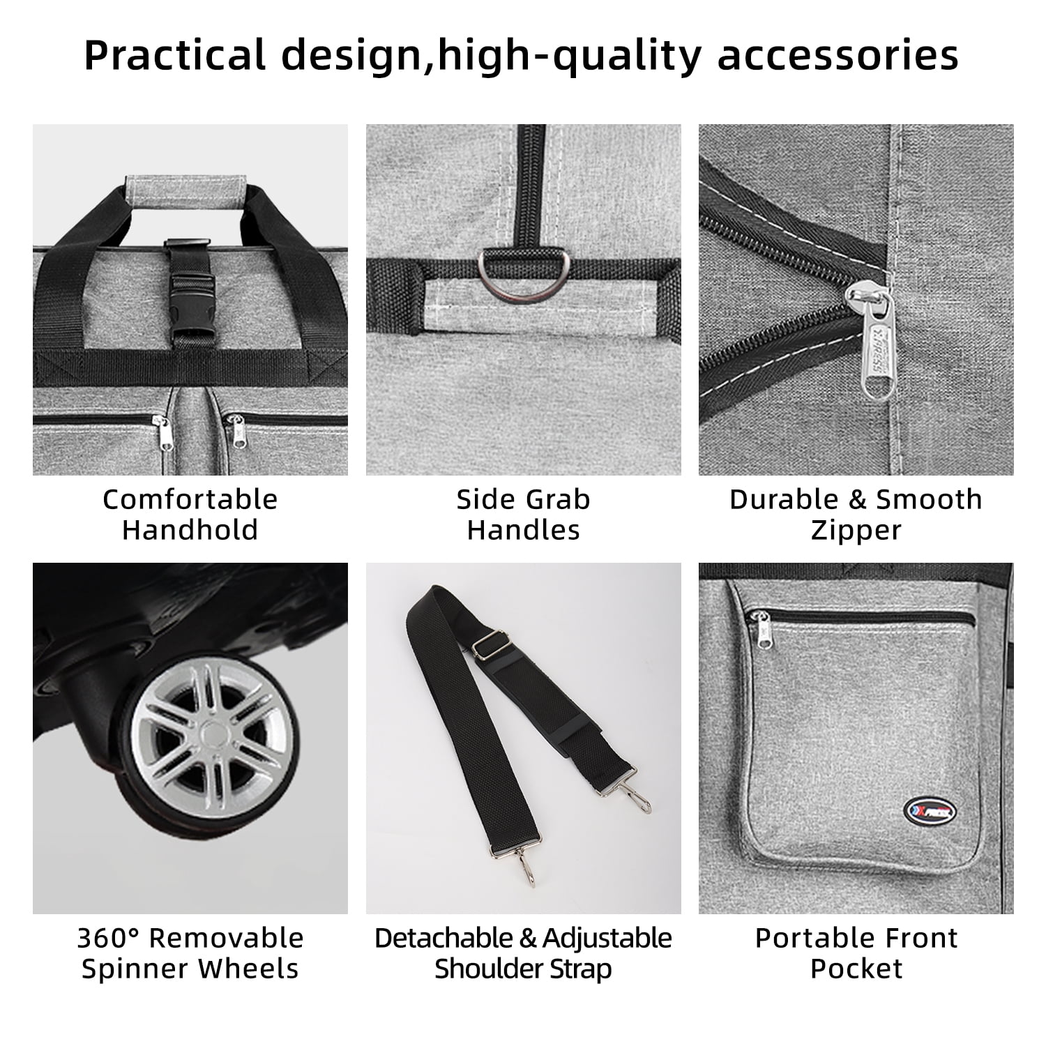 36" Expandable Foldable Luggage Bag,Collapsible Suitcases with Wheels,Lightweight Rolling Duffle Bag for Travel, Moving, Home Storage, Grey, MEX