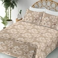 thumbnail image 3 of Ambesonne Floral Fitted & Flat Sheet with Shams 4 Pcs Set, Flowers Nature Vintage Art, Calking, Pale Peach Blush and White, 3 of 5