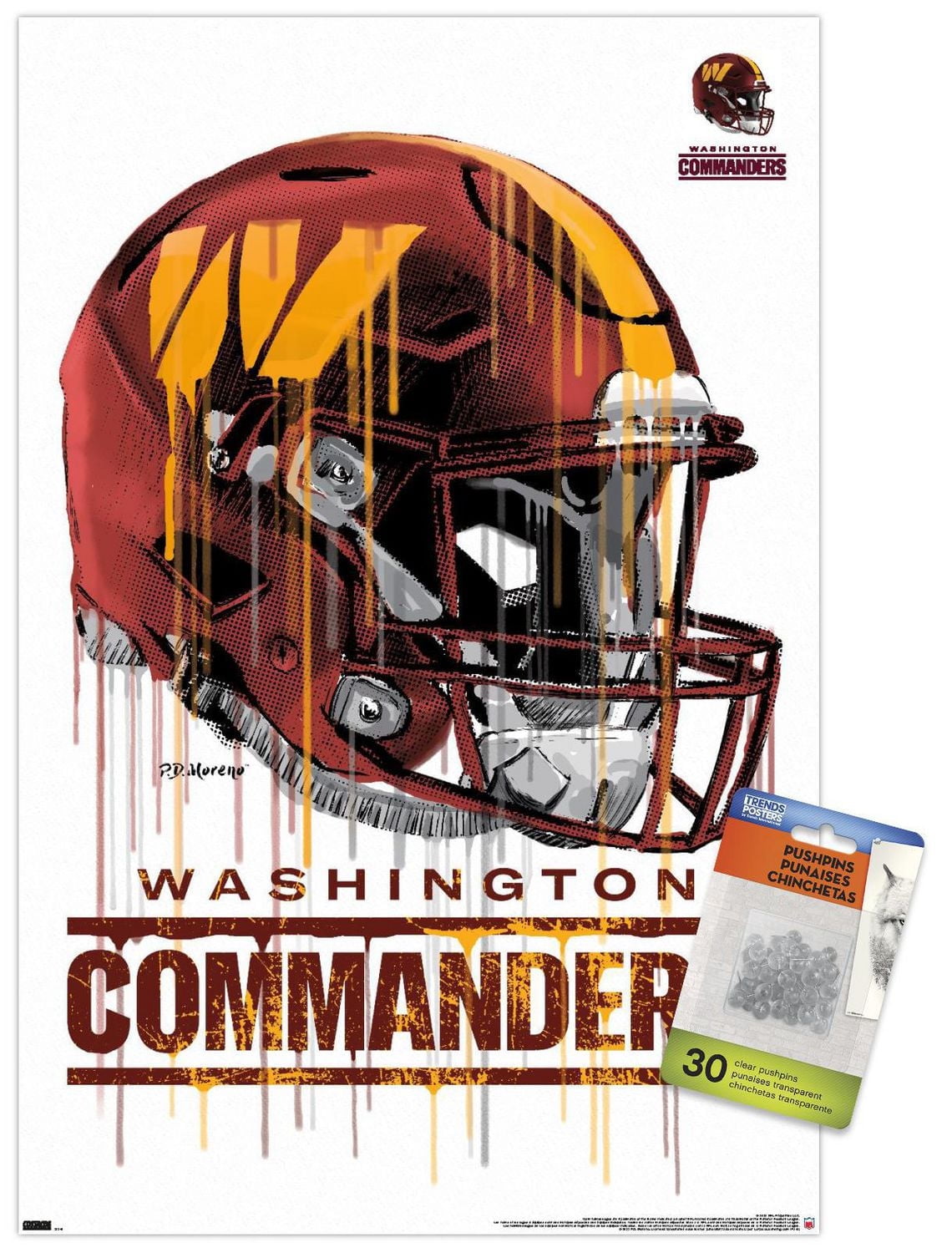 NFL Washington Commanders - Drip Helmet 22 Wall Poster