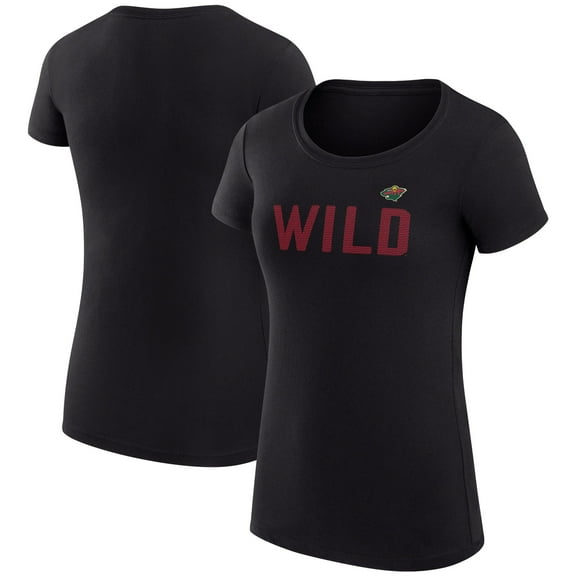 Women's G-III 4Her by Carl Banks Black Minnesota Wild Super-Slim Fit Lightweight Dot Print Team T-Shirt