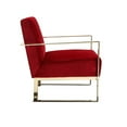 thumbnail image 2 of Boly 31 Inch Lounge Chair, Cushioned Maroon Velvet Seat, Gold Sled Legs, 2 of 5