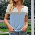 thumbnail image 3 of Camisetas de Cuello Redondo Botón de Impresión de la Moda de Manga Corta de las Mujeres, Poliéster Spandex, 3 of 5