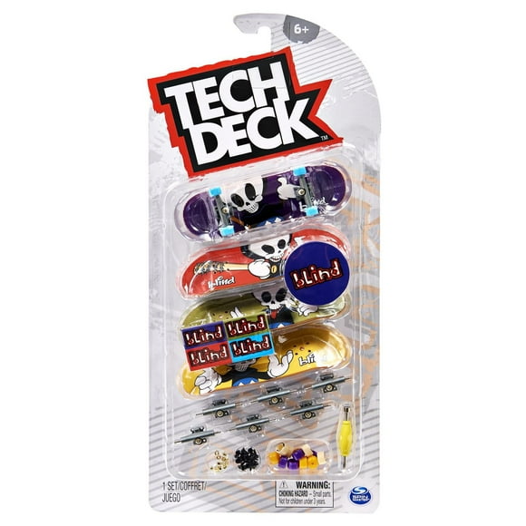 Tech Deck, Ultra DLX Fingerboard 4-Pack, Blind Skateboards, Collectible and Customizable Mini Skateboards