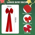 thumbnail image 3 of Christmas Red Velvet Chair Ornament - Luxurious Plush Texture Soft Velvet Bow Chair Cover, Adjustable Elastic-Fit with Fabric for Parties, Wedding Receptions & Festive Decor, 11.81*39.37in, Red, 3 of 8