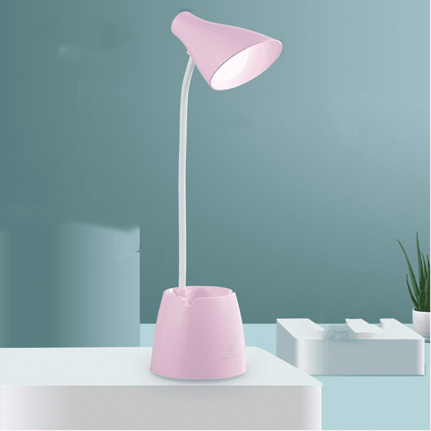 Juego de 1 lámpara de escritorio LED, lámparas de escritorio con 3 modos de iluminación, lámpara de escritorio de cuello de cisne flexible de 360° con portalápices y soporte para teléfono móvil para l