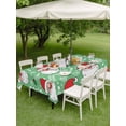 thumbnail image 4 of Outdoor Tablecloths with Umbrella Hole & Zipper, Merry Christmas 54x80 Inch Tablecloth Rectangle, Santa Claus Xmas Winter Leaves Snowflake Green Waterproof Table Cloth, Patio/Pool Table Covers, 4 of 8