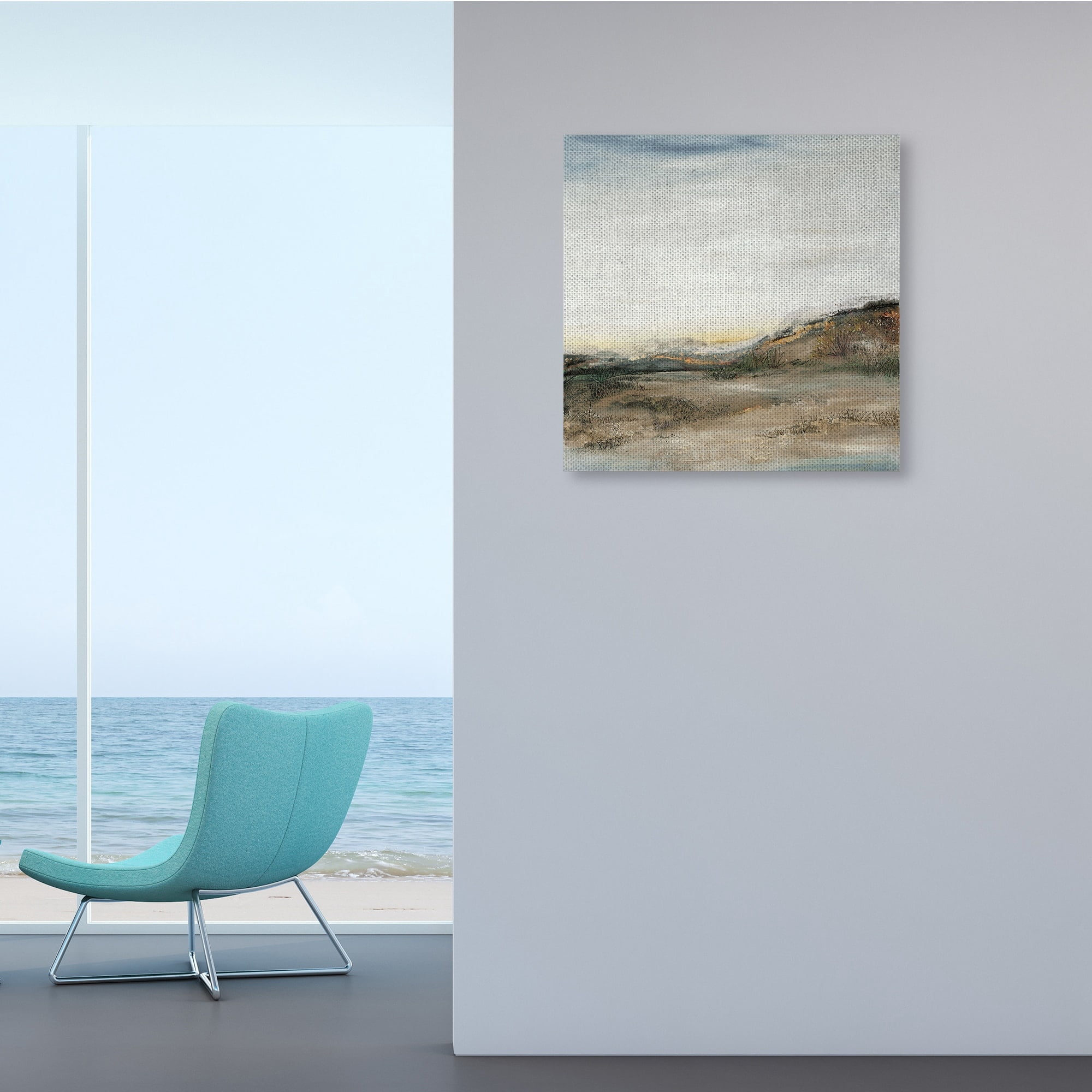 Desert Landscape Abstraction Rustic Mountain Range Landscape Gallery-Wrapped Canvas Print Wall Art, 17x17