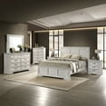 thumbnail image 6 of Roundhill Furniture Maderne Wood Panel Bed with Dresser, Mirror, Two Nightstands, Chest, King, Antique White Finish, 6 of 19