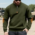 thumbnail image 2 of LWavelet Men Half Zip Pullover Sweatshirt Casual Long Sleeve Patchwork Design Warm Fleece Top with Kangaroo Pocket for Outdoor Sports Activities, 2 of 7