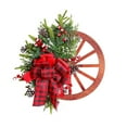 thumbnail image 2 of Suncoda Christmas Wreath, Christmas Decorations Wooden Wheels Wreaths Christmas Bows Welcome Wheels Door Tags and Door Hangings, Christmas Ornament, 2 of 8