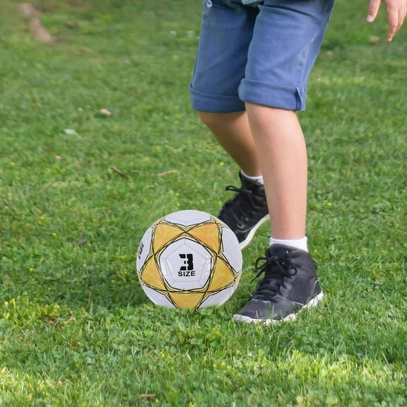 GOOHOCHY 1Set Size 3 Yellow PVC Soccer Ball for Children Indoor and 7.1x7.1x7.1in