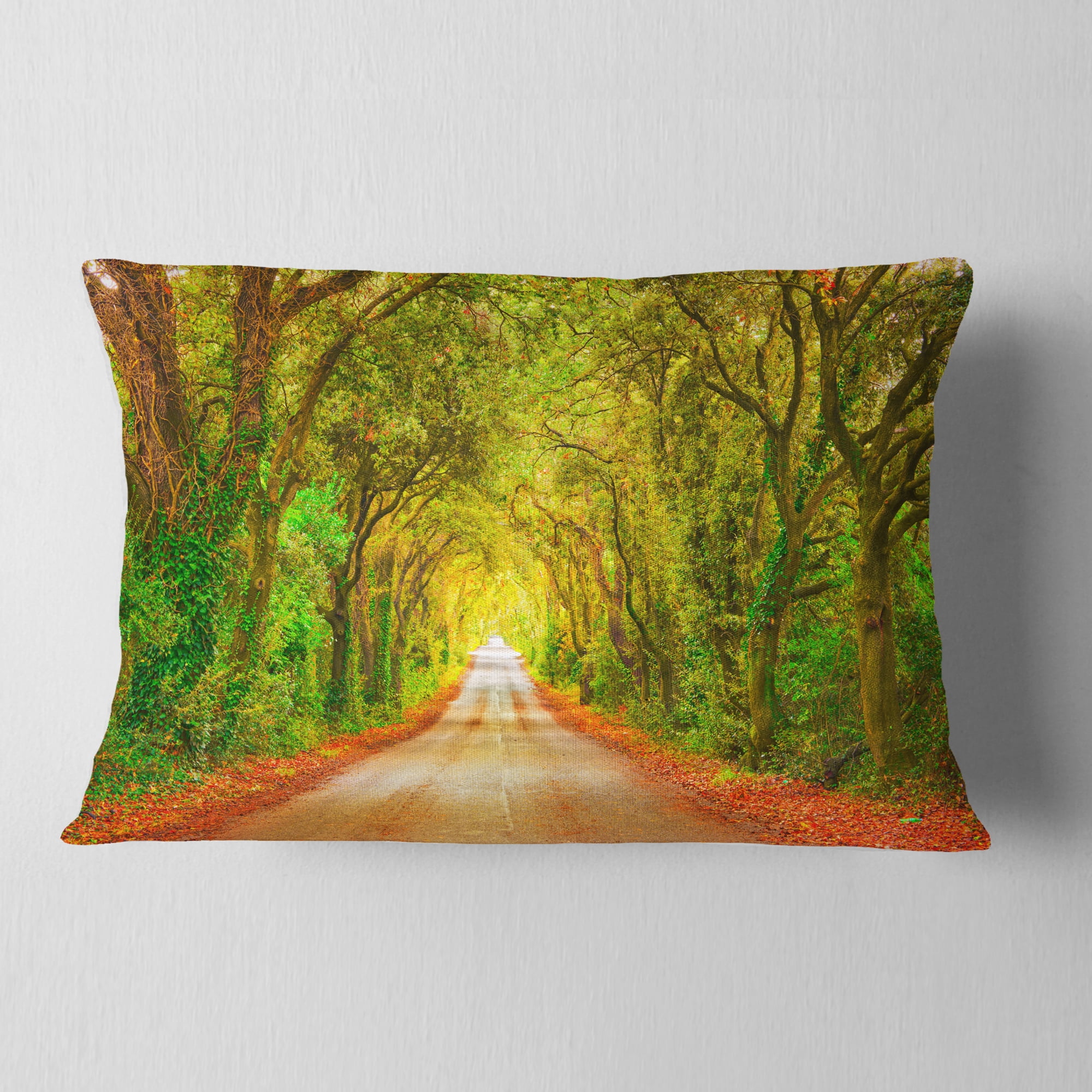 Designart 12" x 20" Green Polyester Throw Pillow