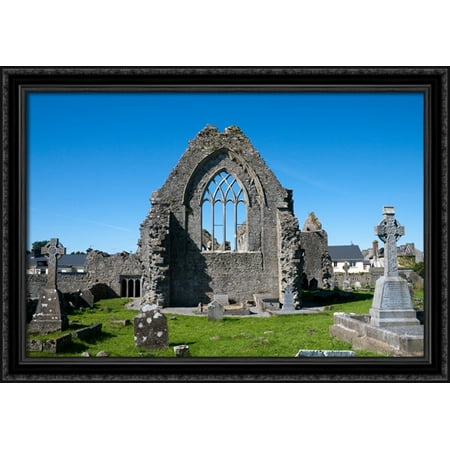 Athenry Priory, Ireland 40x28 Large Black Ornate Wood Framed Canvas (Best Black Pudding In Ireland)