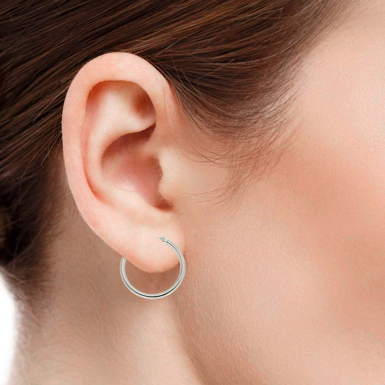Stunning 14K White Gold Hoop Earrings for Women, 40 MM Diameter